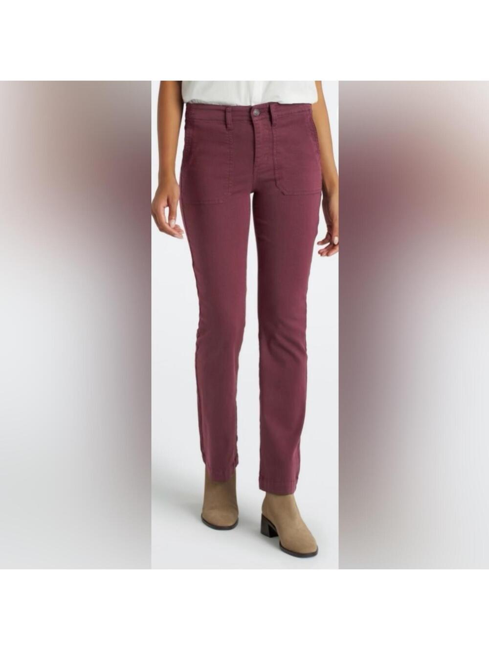 Women's Burgundy Pants - Stacy Utility Boot Cut High-rise Jeans